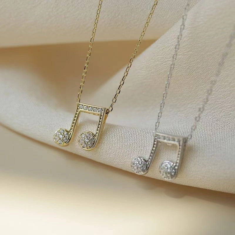 Women's Musical Note Design Simple Clavicle Chain Necklace