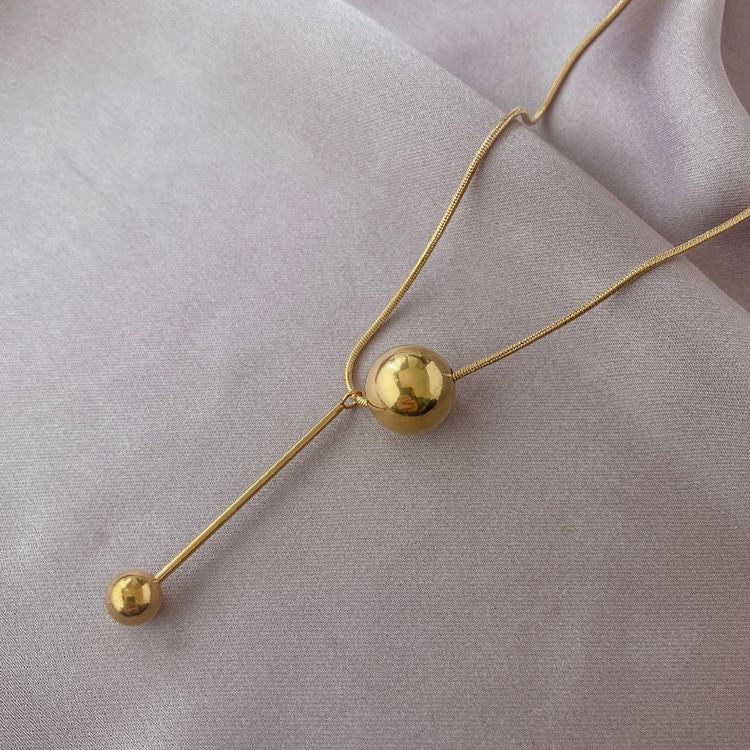 Gold Ball Titanium Steel Cold Style Light Luxury Minority Clavicle Necklace