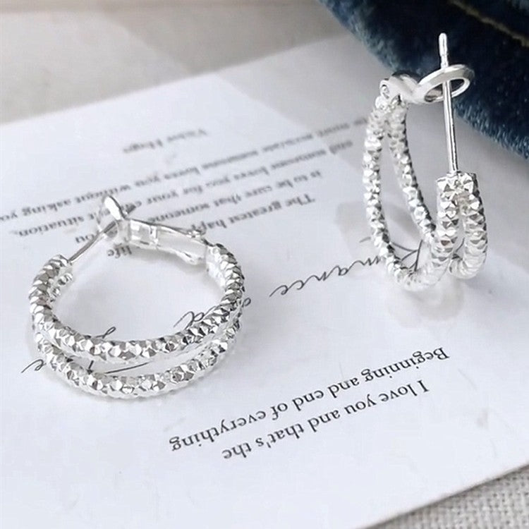 Plain Circle Round Auricular Needle Minority Fashion Elegant Unique Light Stud Earrings