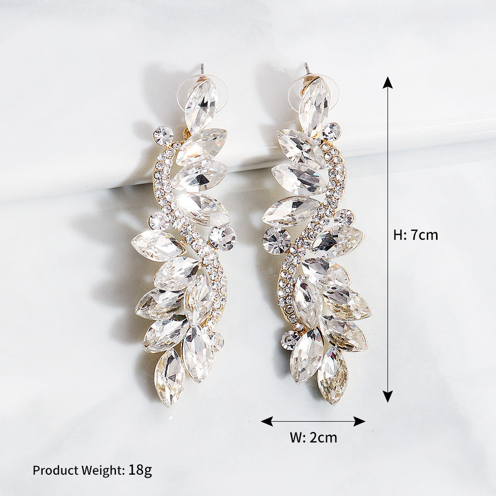 Women's Retro Bridal Exaggerated Super Flash Wedding Banquet High-grade Earrings