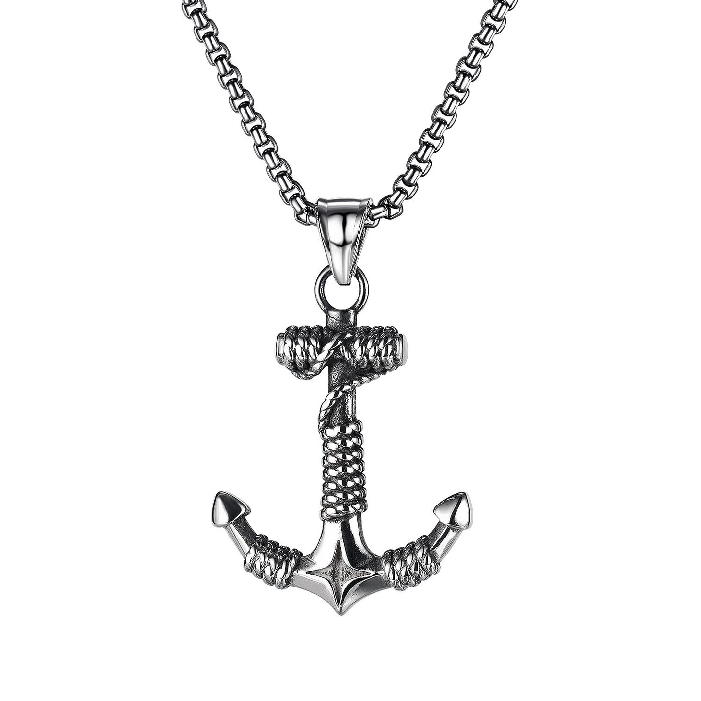 Men's Viking Boat Anchor Titanium Steel Vintage Stainless Necklace