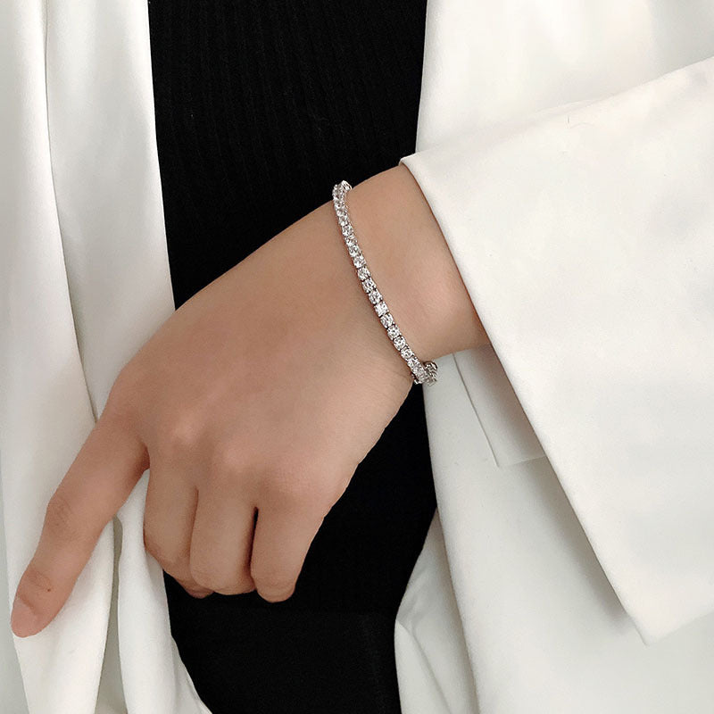 Moissanite Simple Elegant Single Row Full Bracelets