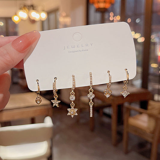 Sier Needle Light Luxury Minority Ear Clip Female Fashion Earrings