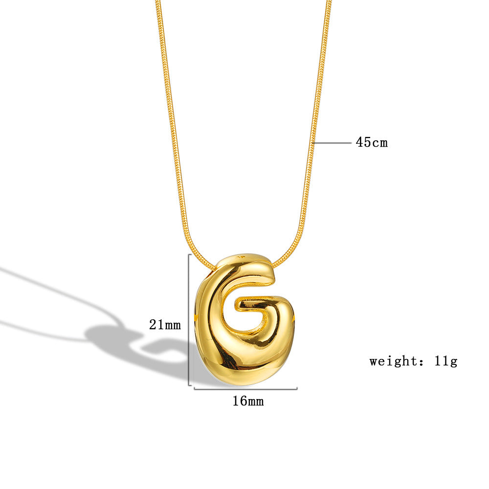 Balloon Bubble Chubby Letter Copper Plated Necklaces
