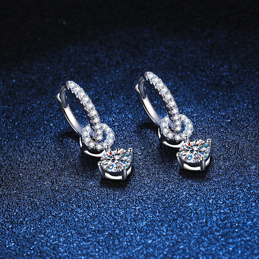 Women's Sterling Sier Eardrops Pair Of Moissanite For Earrings