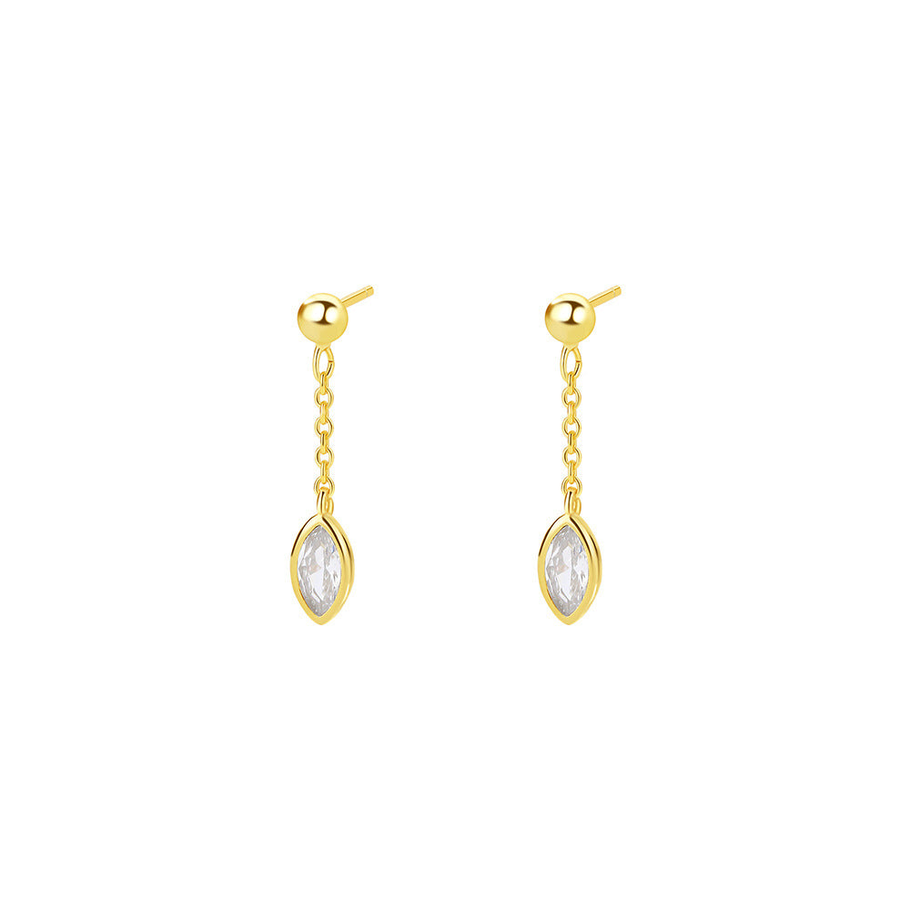 Inlaid Color Zirconium Water Drop Ear Female Tassel Simple Earrings