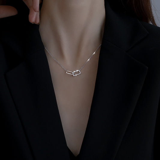 Women's Sier Square Double For Summer Light Luxury Necklaces