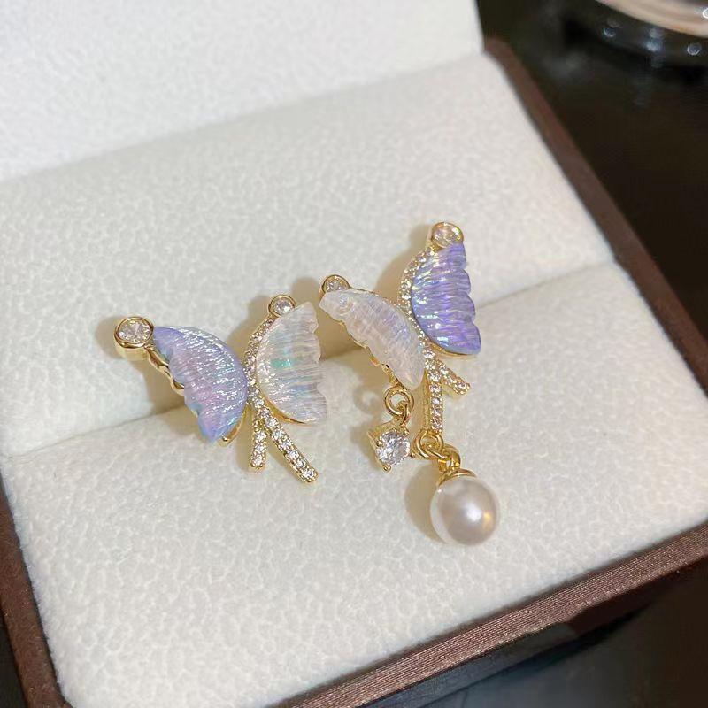 Purple Flower Crystal Super Fairy Lovely Generous Earrings