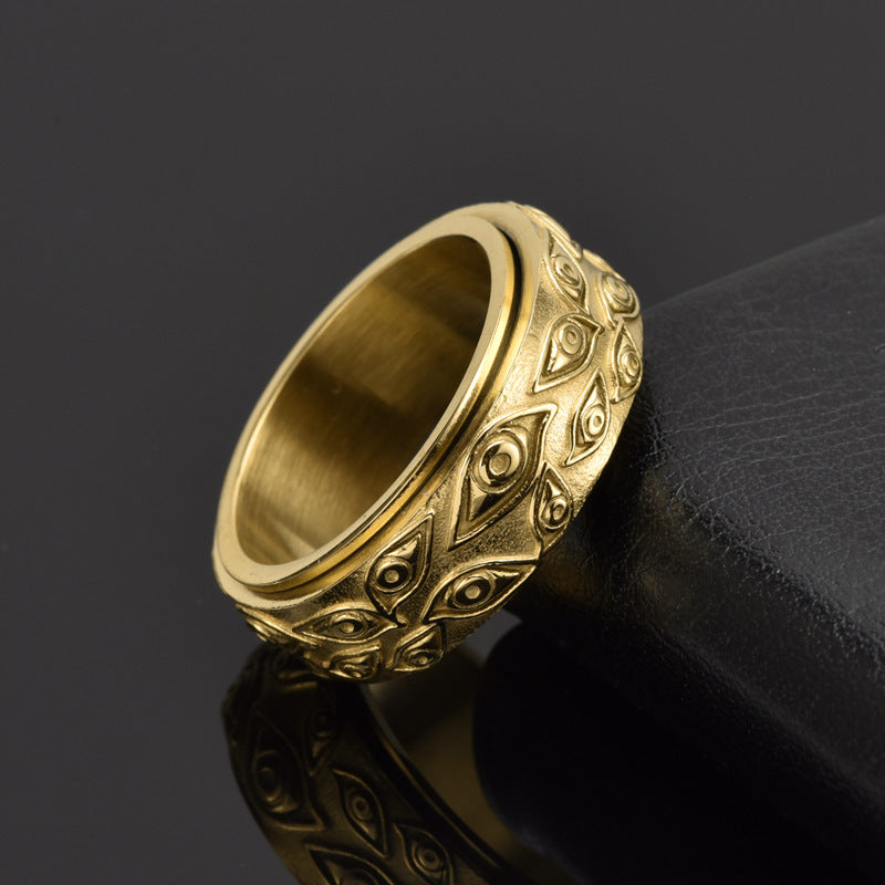Men's Steel Atmospheric Rotatable Eye Trendy Retro Domineering Rings