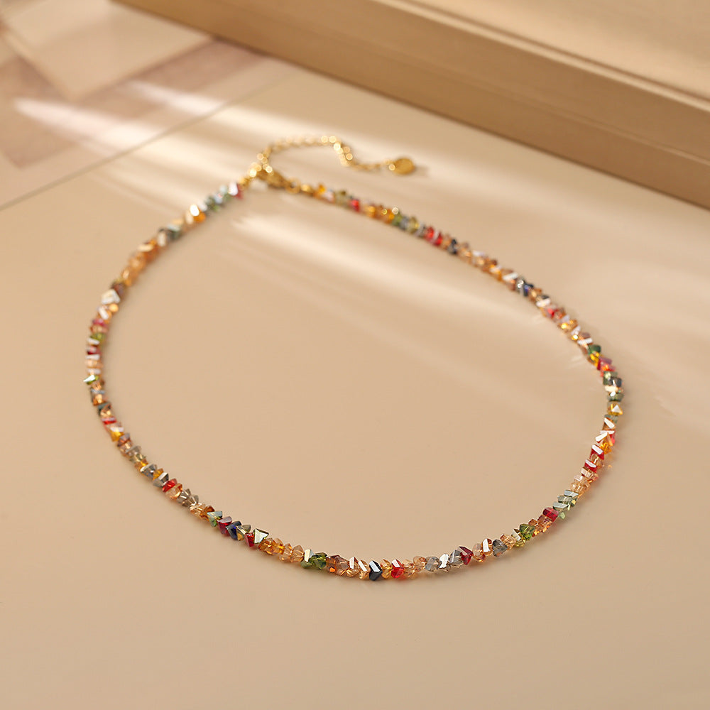 Crystal String Beads Sweet Fresh Pastoral Girly Style Clavicle Chain Necklace
