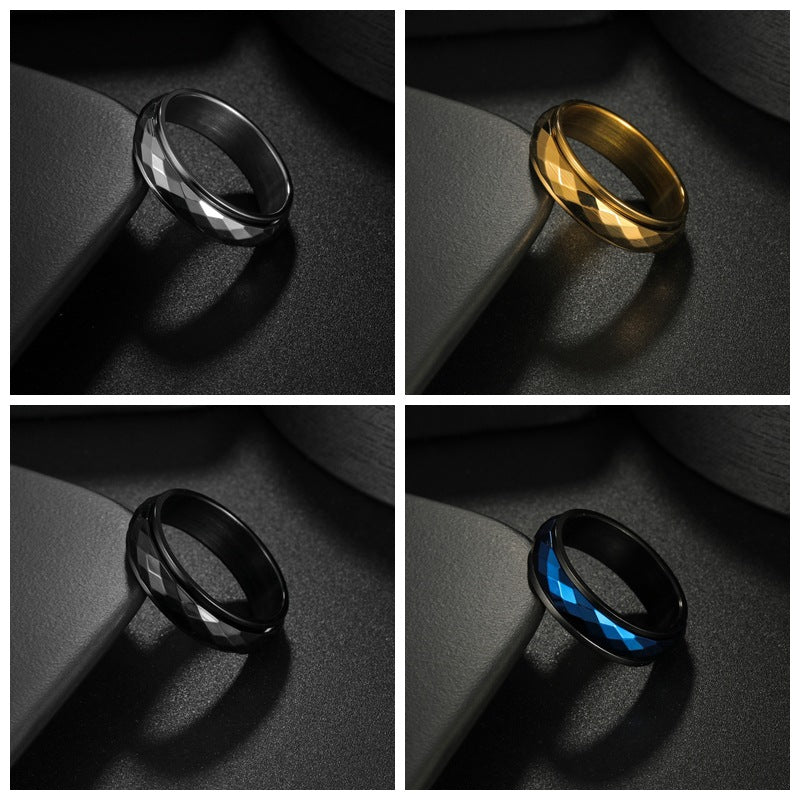 Classic Couple Rotatable Decompression Titanium Steel Rings
