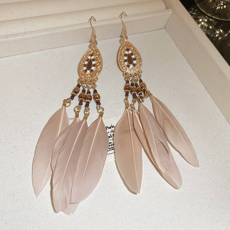 Women's Geometric Drop Oil Leaf Feather Ear Hook Earrings