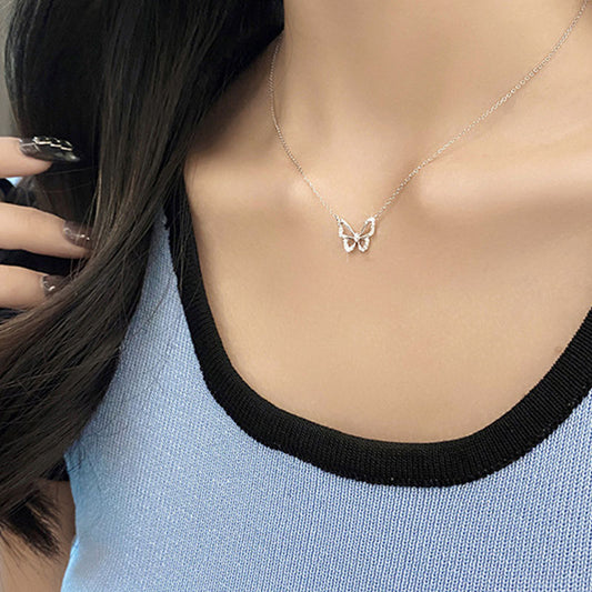 Sweet Diamond Butterfly Temperamental Minority Female Necklaces