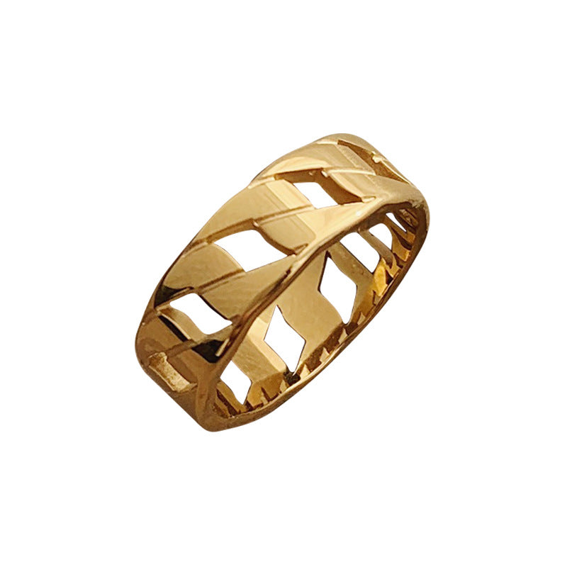 Steel Gold-plated Female Simple Stylish Personality Rings