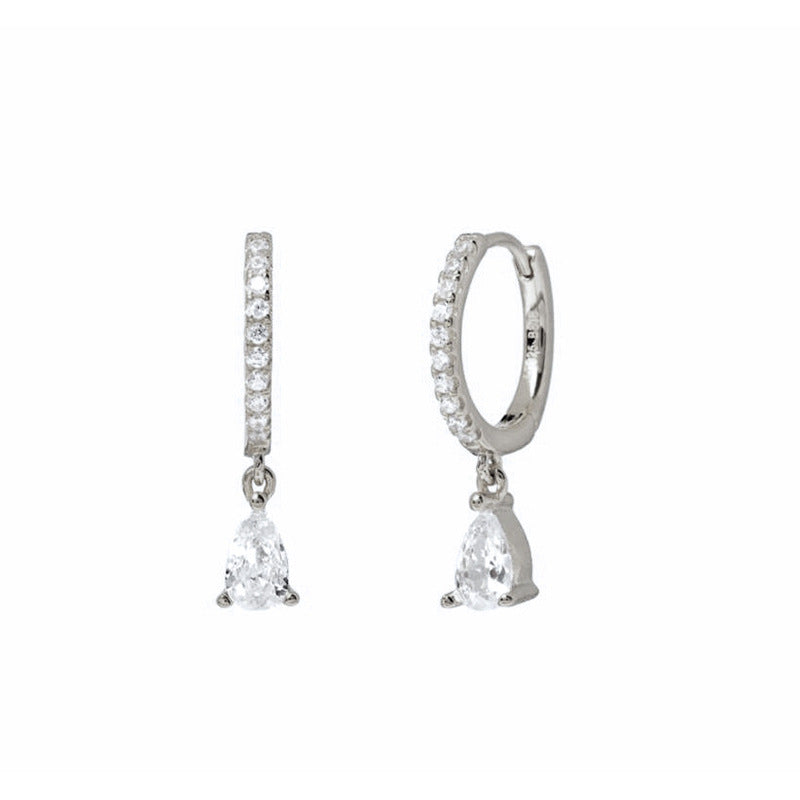 High-grade Color Zircon Water Drop Diamond French Ear Earrings