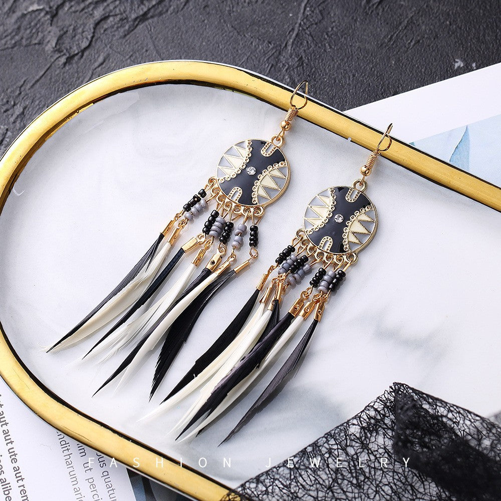 Women's Bohemian Ethnic Tassel Blue Ear Vintage Earrings