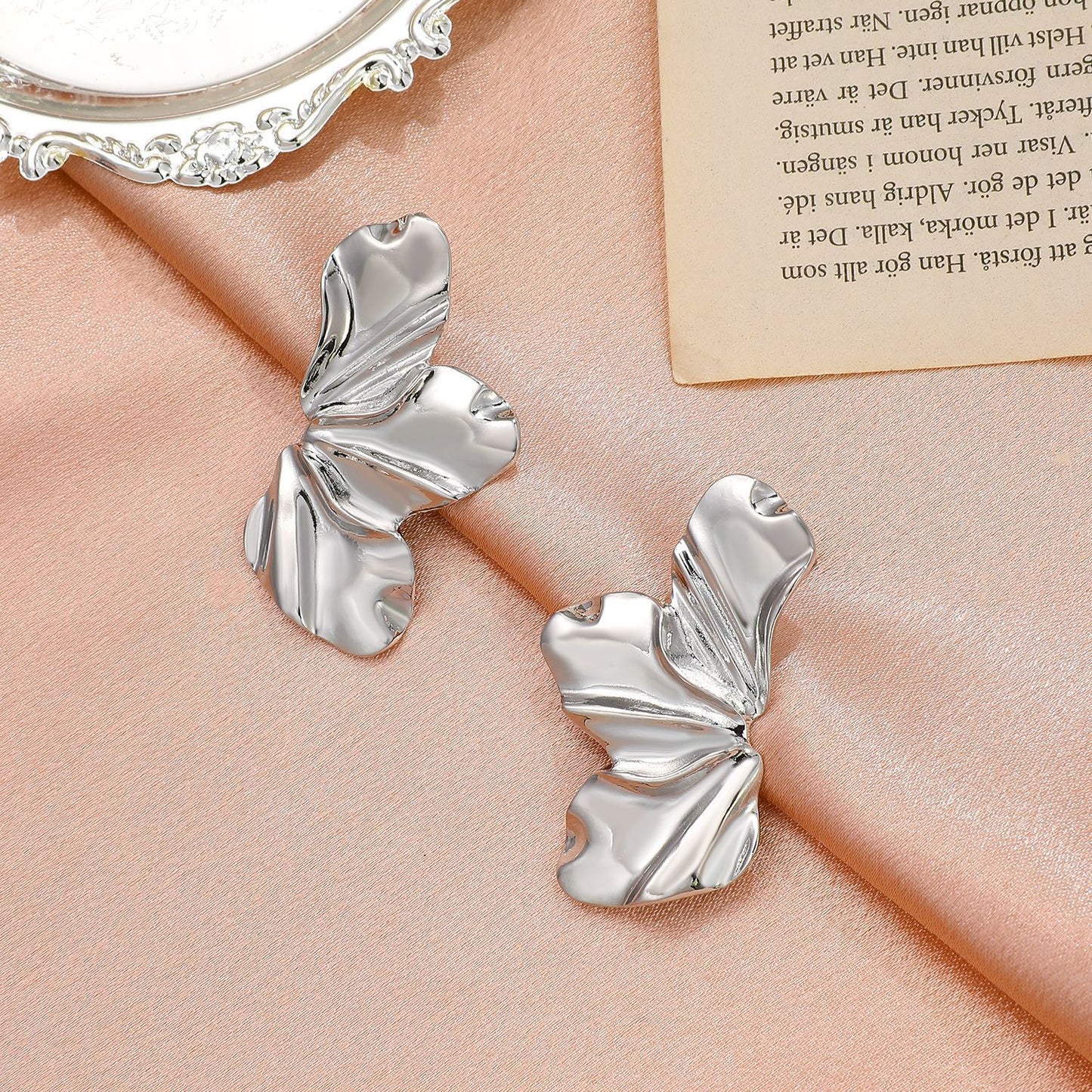 Retro Personality Liquid Fluid Metal Quality Irregular Earrings