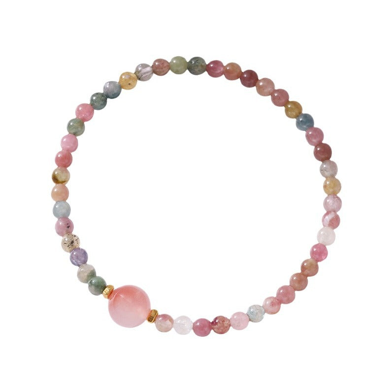 Broadcast Natural Colorful Tourmaline Color Strawberry Quartz Fresh Sweet Bracelets