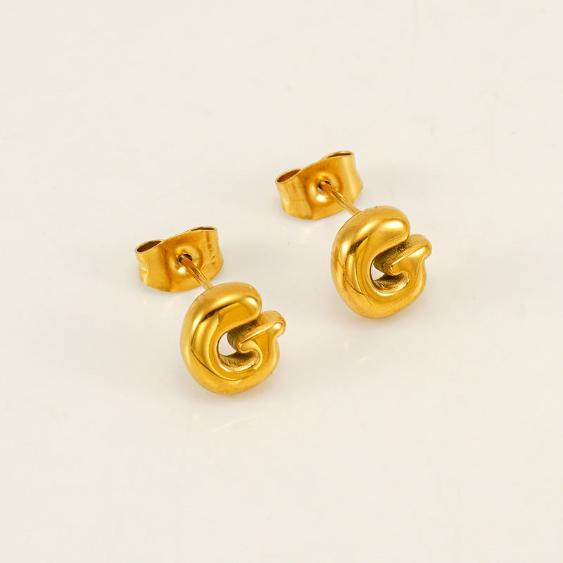 Women's Elegant Titanium Steel Stainless Gold-plated Mini Earrings