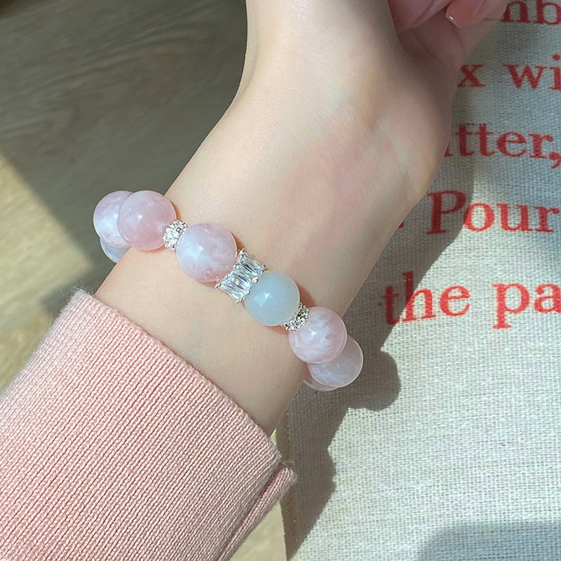 Fresh Fairy Style Pink Crystal Cat Cream Cold Feeling Bracelets