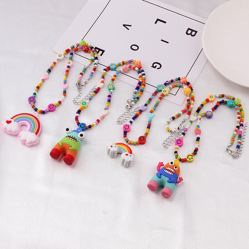 Hip Hop Dice Smiley Face Clavicle Chain Necklaces