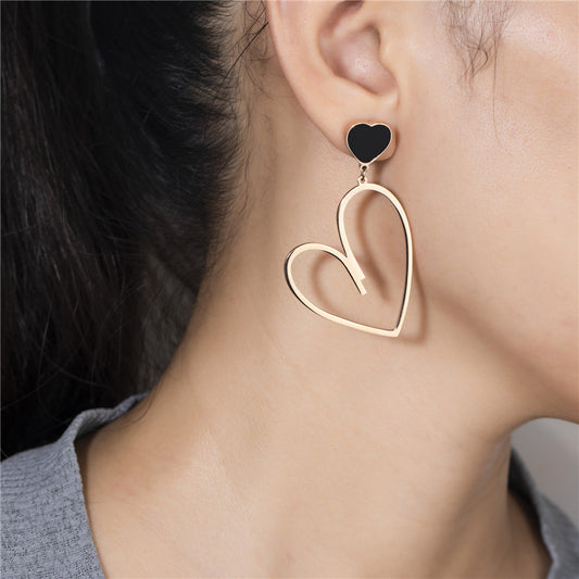 Women's High-grade Hollow Heart Trendy Titanium Steel Earrings