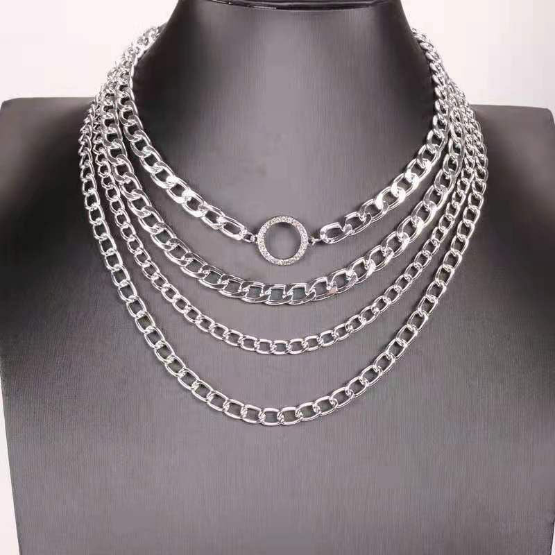 Women's Personality Punk Chain Round Retro Geometric Necklaces