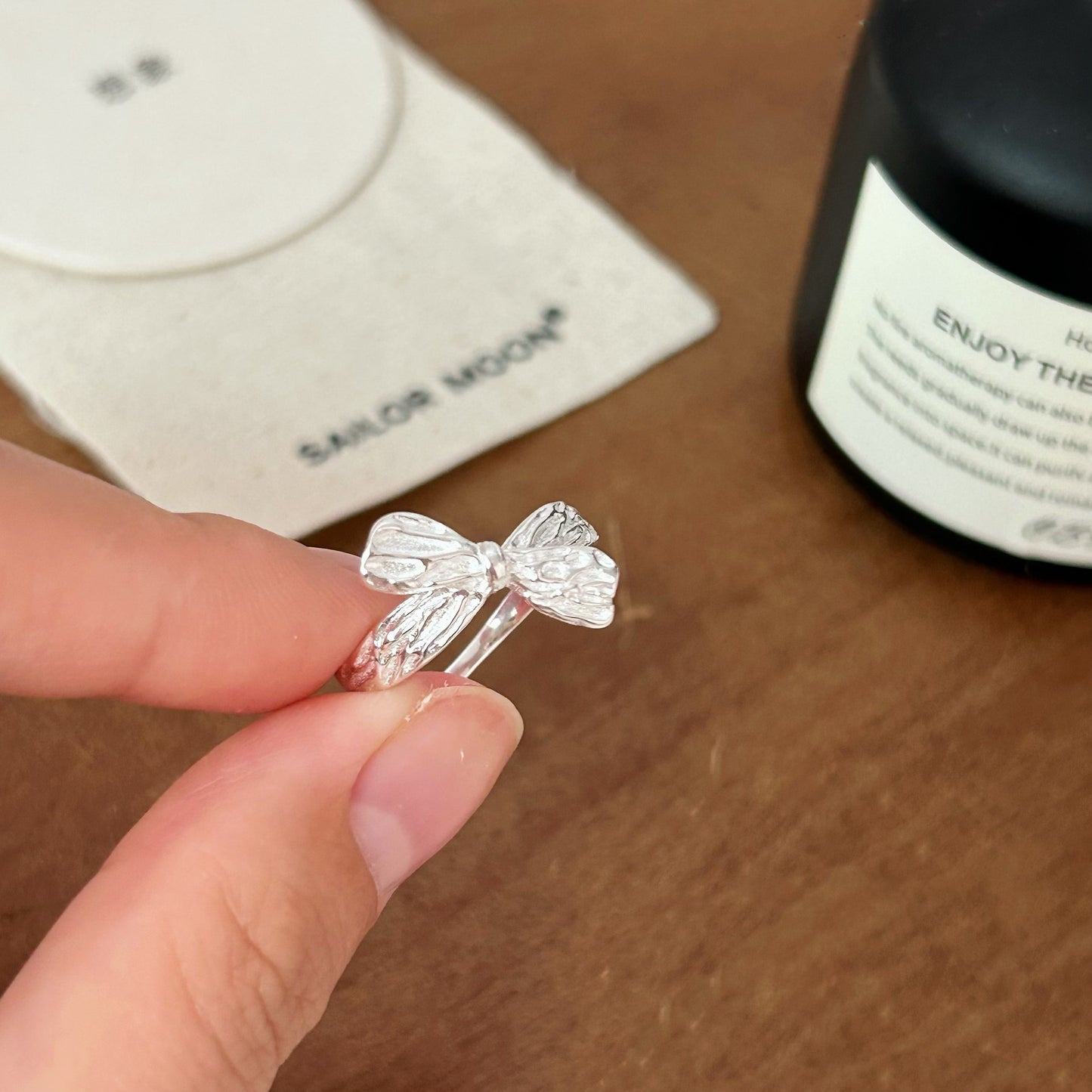 Sterling Sier Bow Female Minority Simple Mori Rings