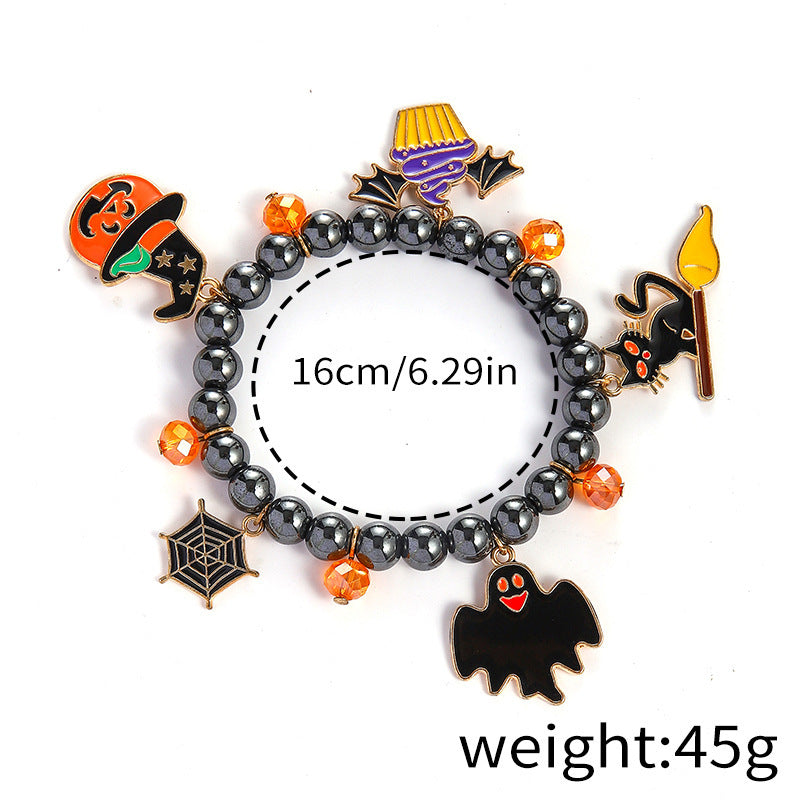 Halloween Element Female Pumpkin Skull Ghost Cat Bat Bracelets