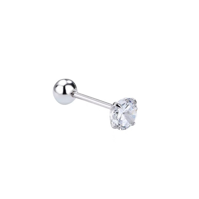 Super Flash Zircon Screw Tightening Buckle Ear Rings