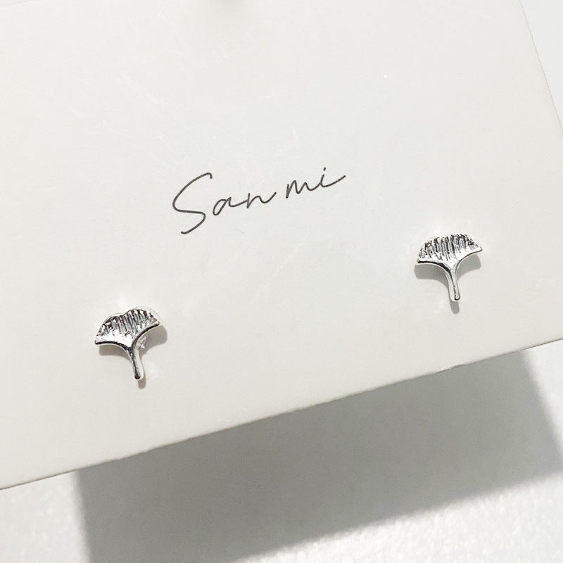 Fresh Plain Sier Plated Bow Female Small Simple Stud Earrings