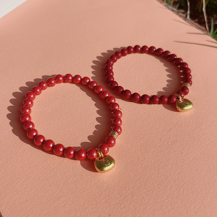 Natural Cinnabar Bag Purple Gold Sand Female Bracelets