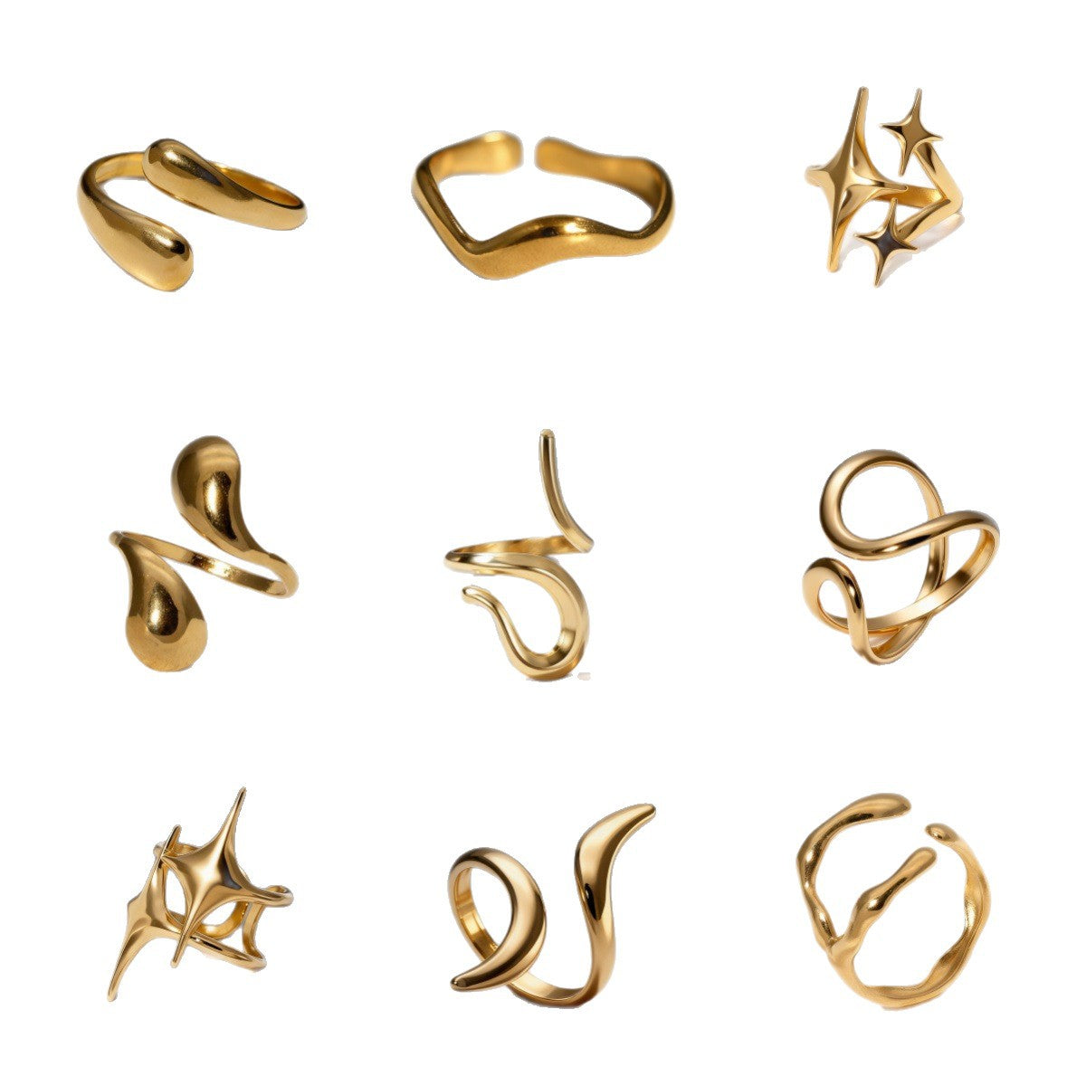 Stainless Steel Opening Adjustable Gold-plated Niche High-grade Rings