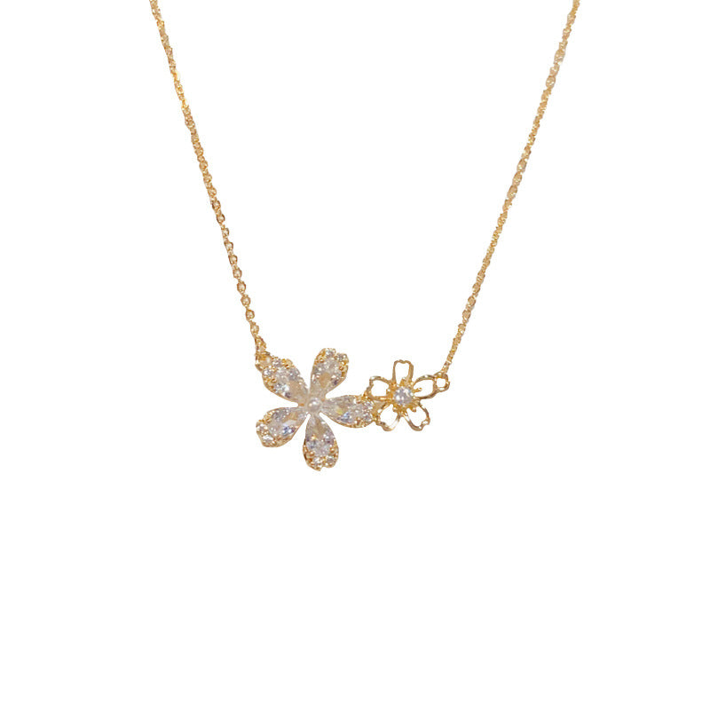 Zircon Double Flower Female Niche High Sense Mori Necklaces