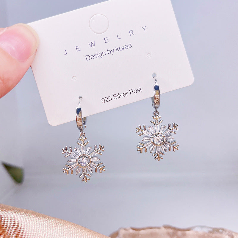 Women's New Christmas Sier Needle Tree Earrings