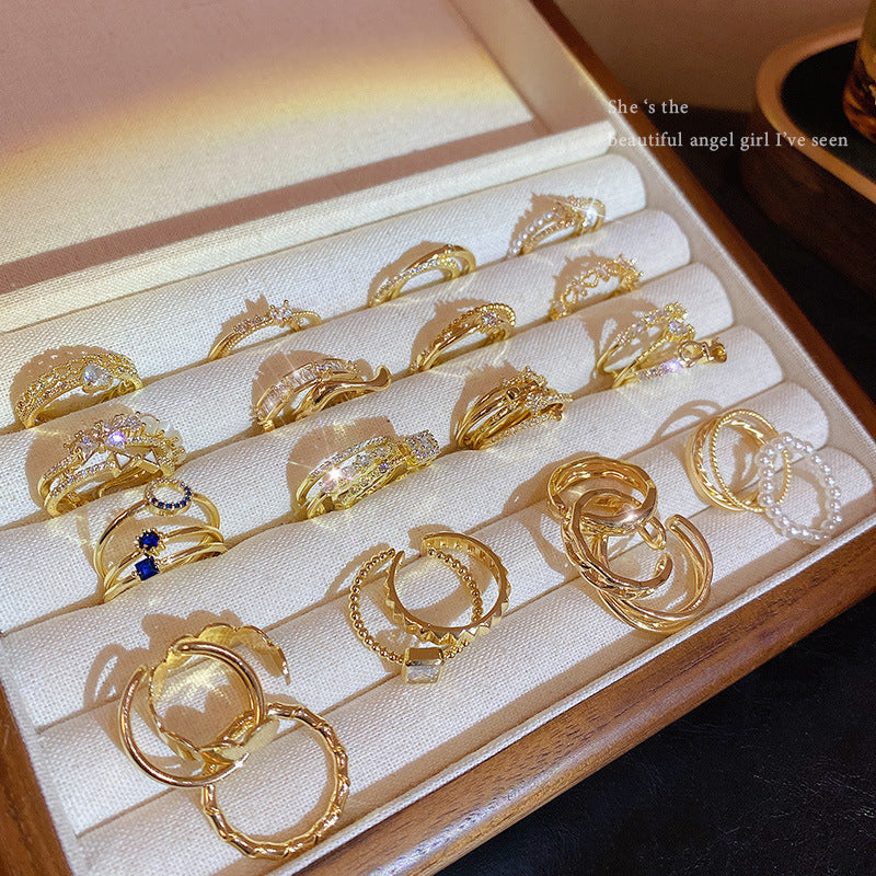 Style Retro Set Female Niche High-grade Rings