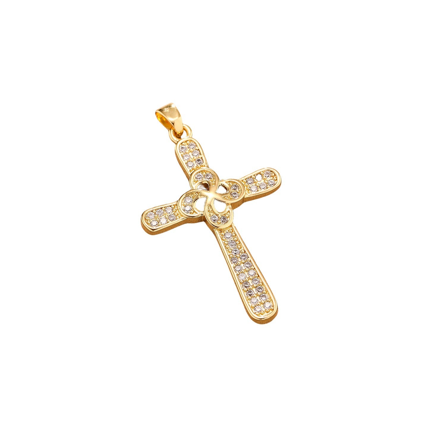 Religious Simple Copper Inlaid Zircon Stainless Steel Chain Pendant