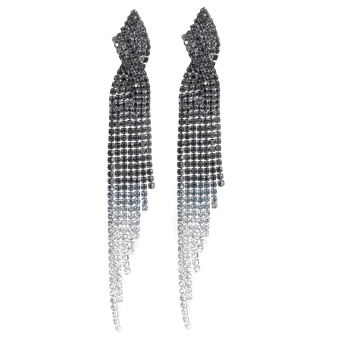 Sparkling Full Rhinestone Long Fringe Female Earrings