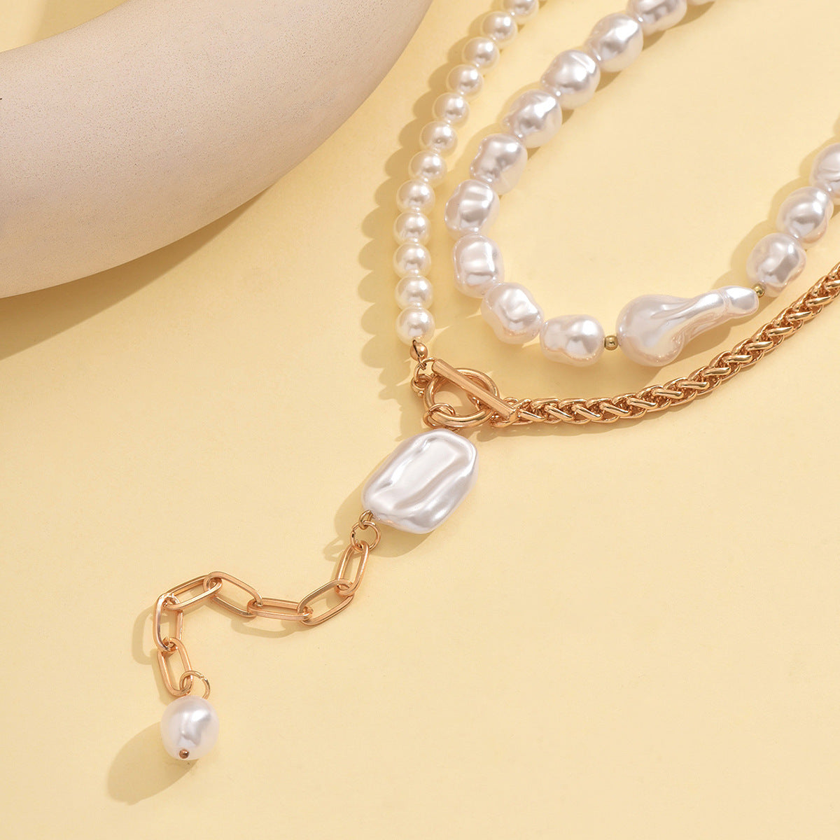 Baroque Imitation Pearl Female Personality Twin Necklaces