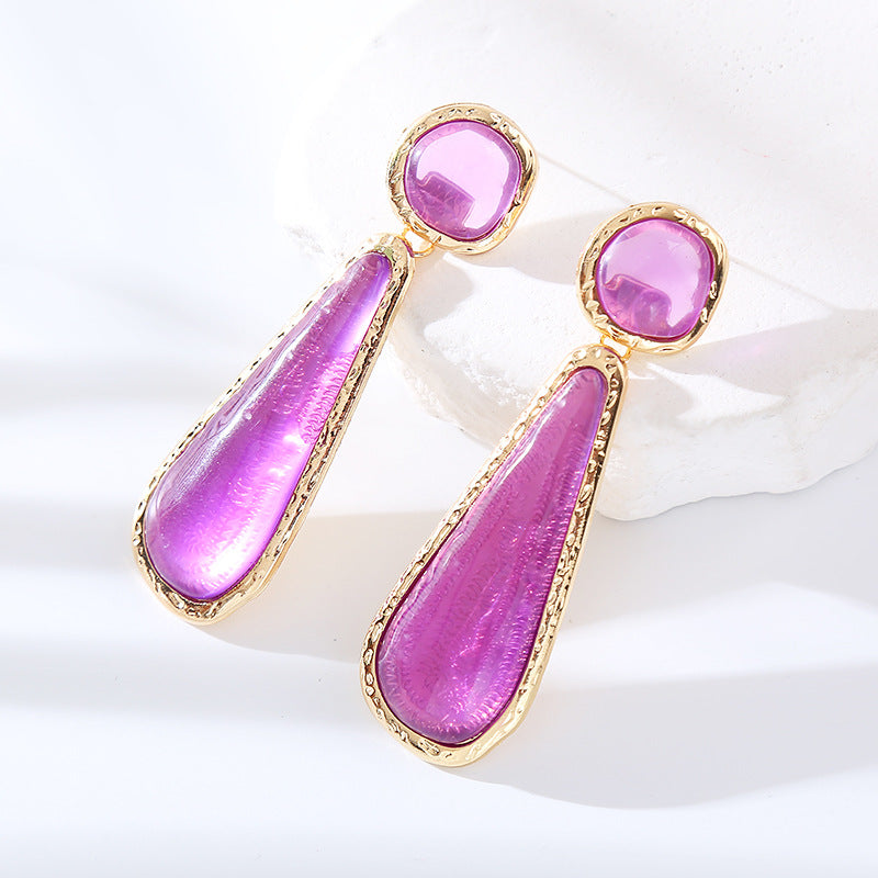 Color Drop-shaped Resin Affordable Luxury Fashion Earrings