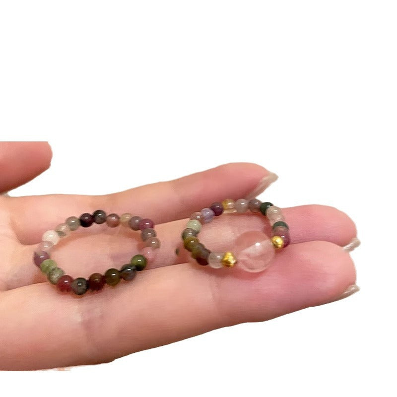 Female Retro Ethnic Style Elastic String Index Finger Ring