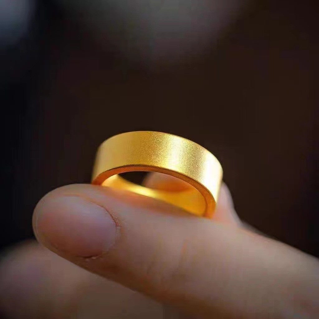 Women's & Men's Style Heritage Flat Alluvial Gold Couple Rings