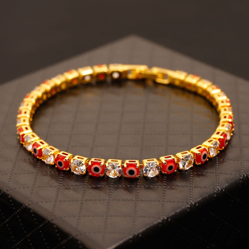 Women's & Men's Wind Devil's Eye Zircon Hip Hop Single Layer Full Bracelets