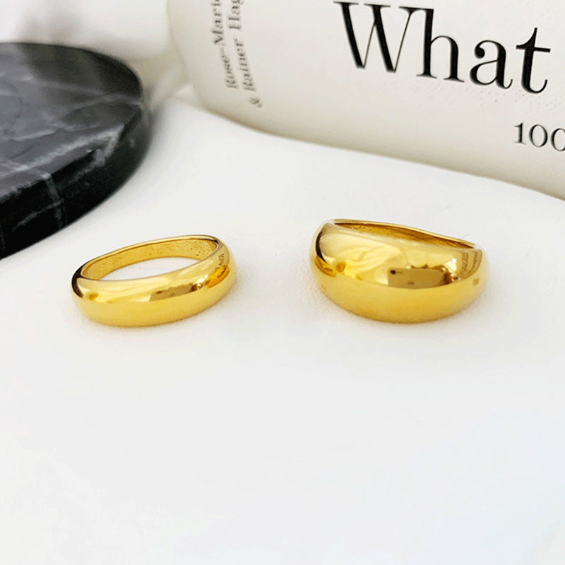 Cold Style Round Glossy Curved Female Rings