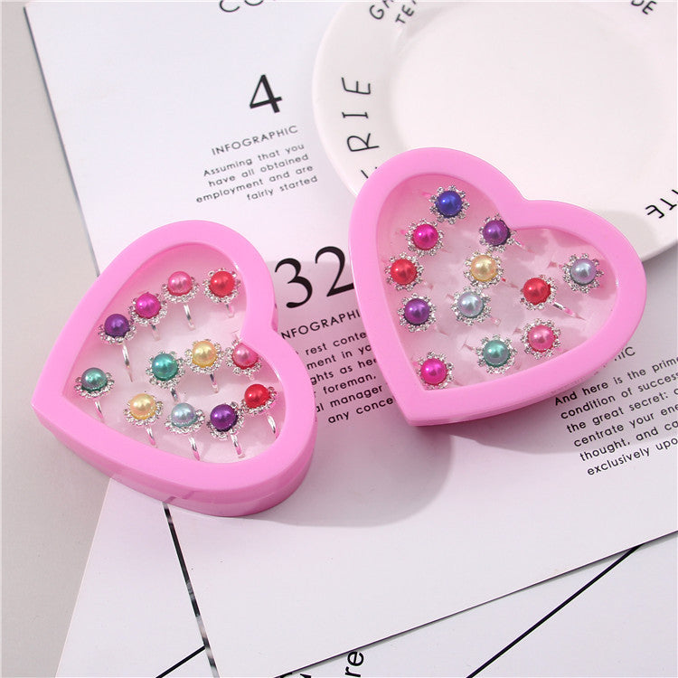 Children's Boxed Toy Rhinestone Cartoon 2 Yuan Rings