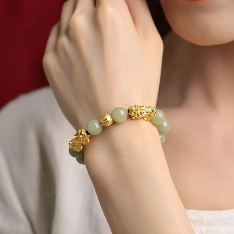 Broadcast Golden Pi Jade Couple Sunny Bracelets