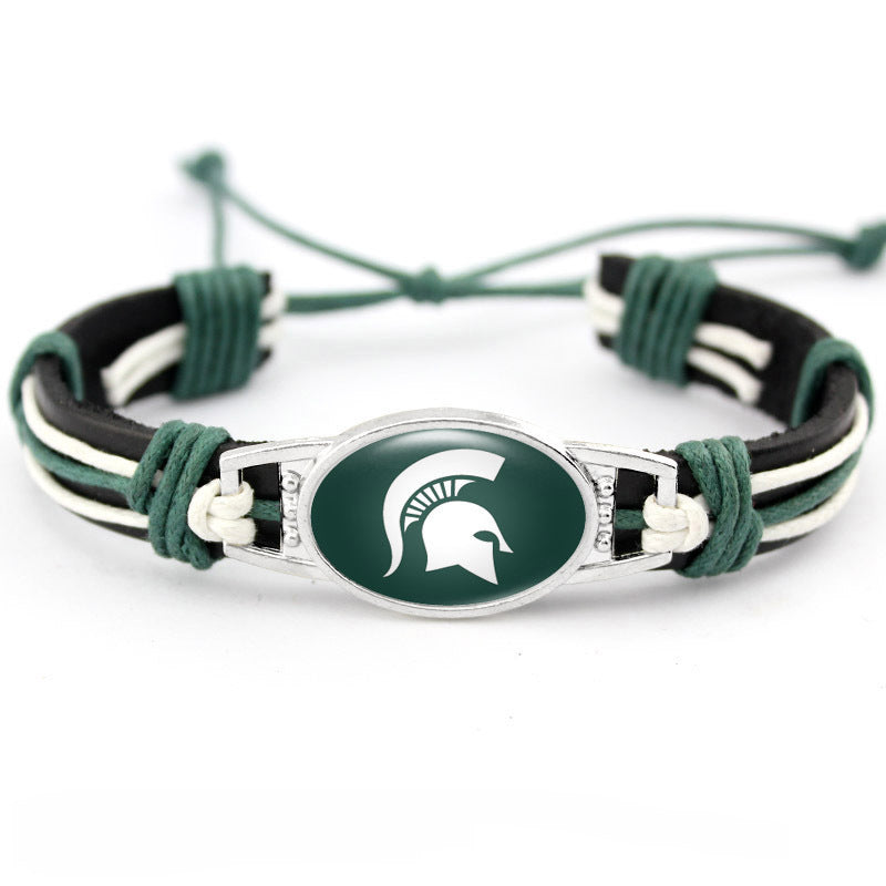 College Team Cowhide Woven Georgian Bulldog Bracelets