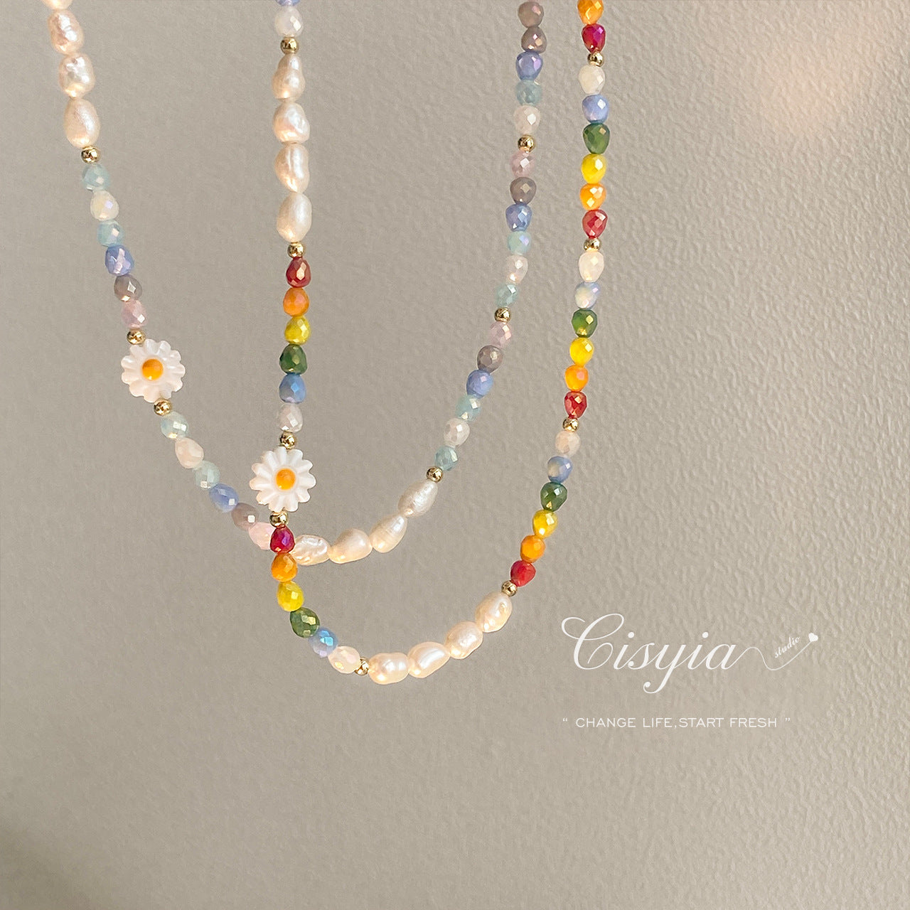 Pearl Daisy Color Beaded High Fashion Necklaces
