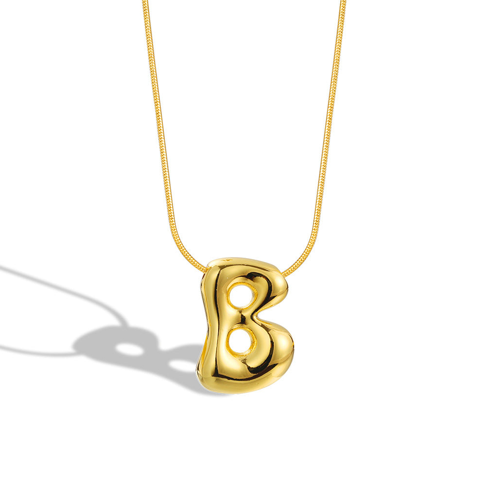 Balloon Bubble Chubby Letter Copper Plated Necklaces
