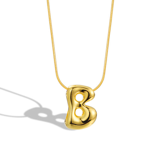 Balloon Bubble Chubby Letter Copper Plated Necklaces